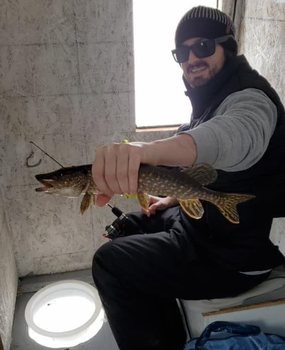A fish caught while ice fishing.